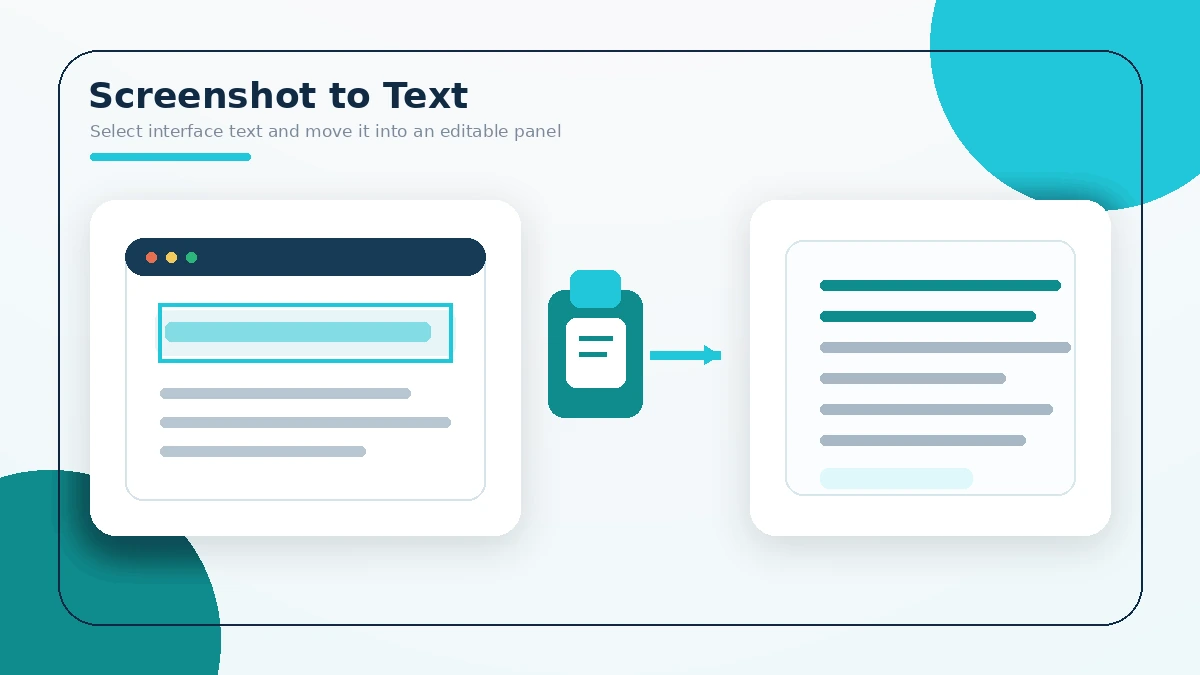 Illustration showing a screenshot converted into editable text