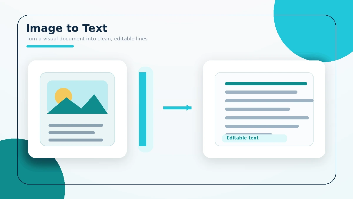Illustration showing an image converted into editable lines of text